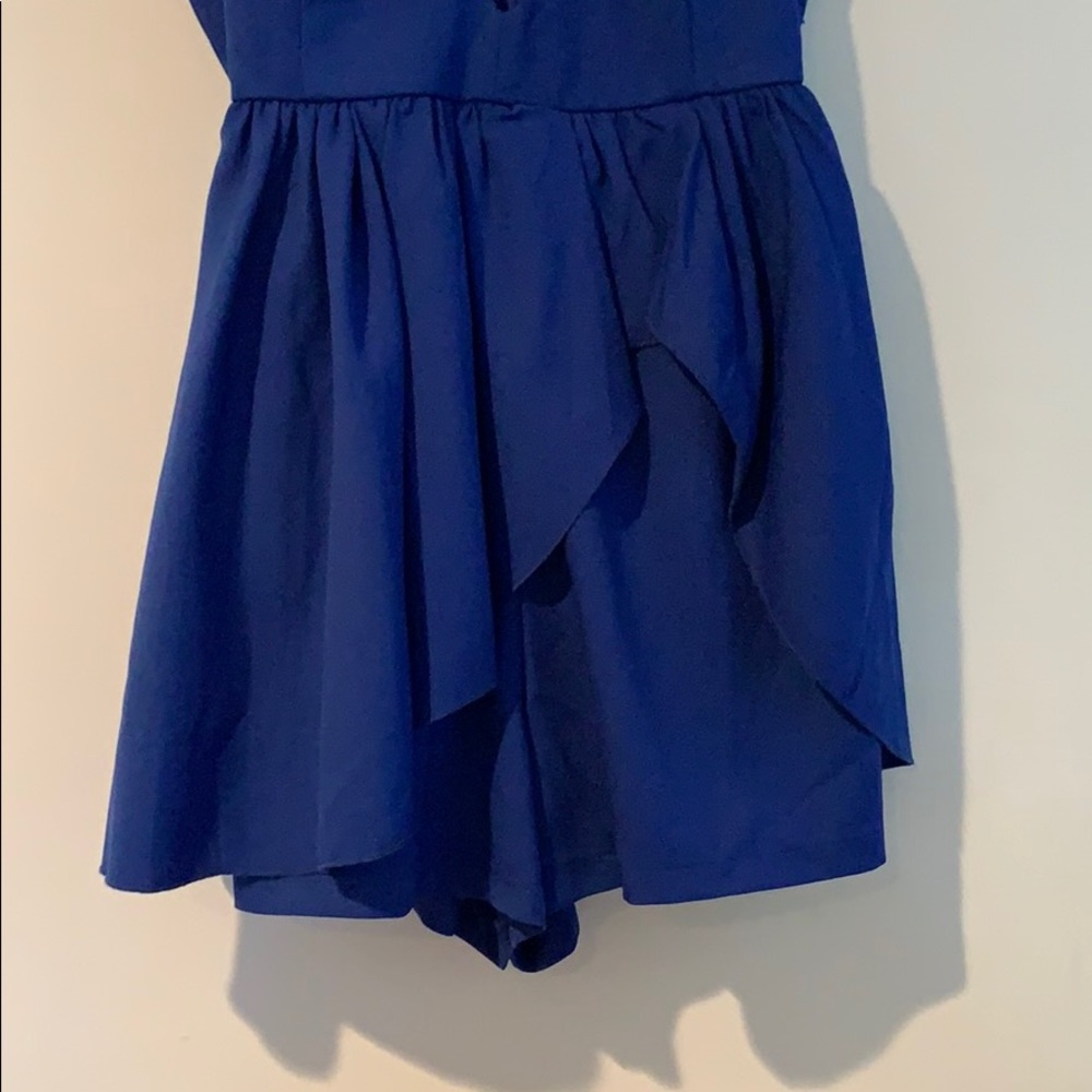 NWT. Deep V Royal Blue Romper - Picture 3 of 7